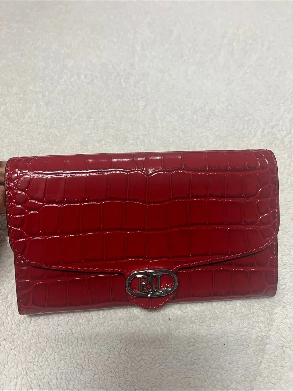 Lauren Ralph Lauren Adair Croc-Embossed Leather Crossbody